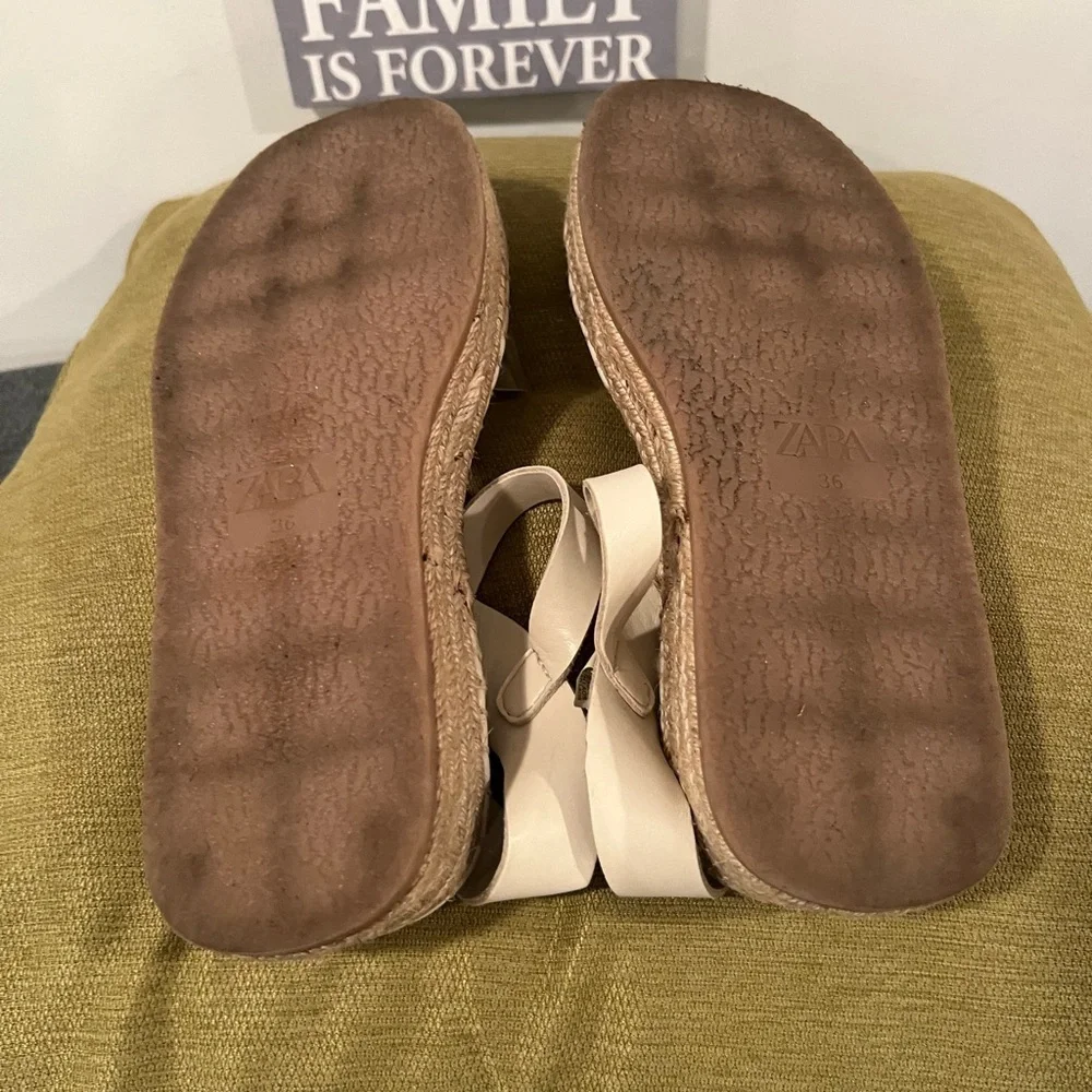 ZARA women beige espadrilles sandals/size 6 - Picture 13 of 14